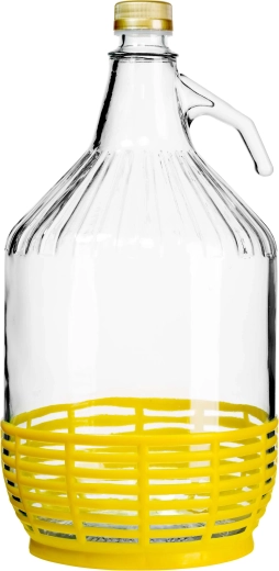 Stiklinis 5 l demižonas su dangteliu