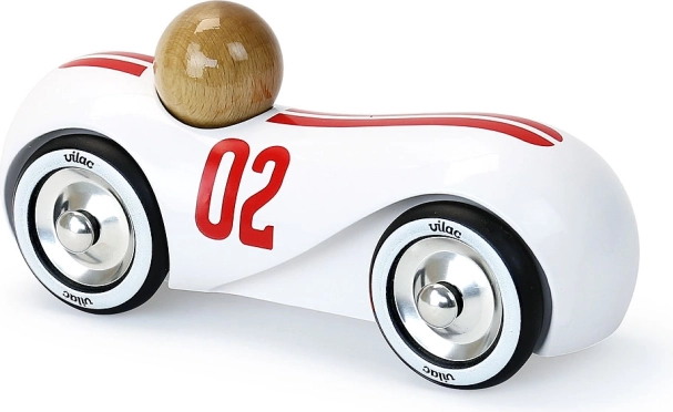 Vilac medinis lenktyninis automobilis Streamline, vintažinis, baltas