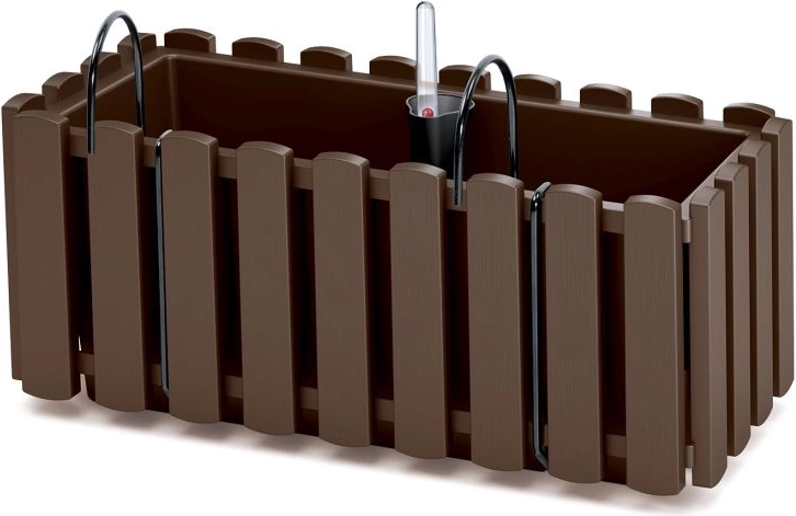 Hanging self-watering balcony planter 38 cm brown