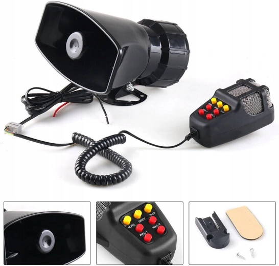 Megaphone and complete mounting accessories