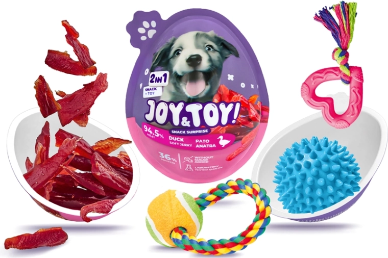 Joy&toy! Kiaušinėlis šunims su staigmena – minkštas antienos jerky