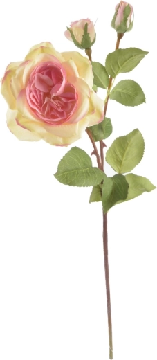 Artificial rose yellow-pink 52 cm