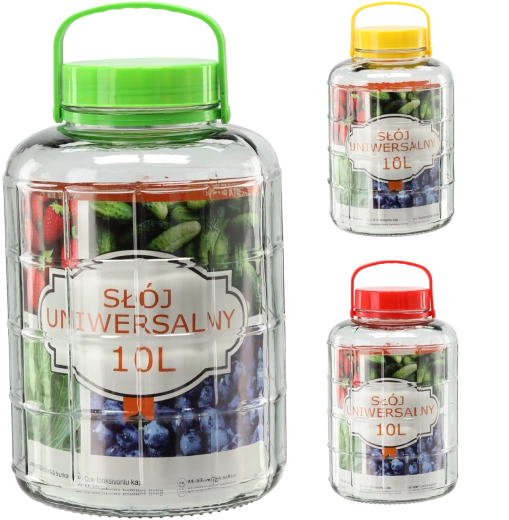 Stiklinis indas 10 l su plastikiniu dangteliu