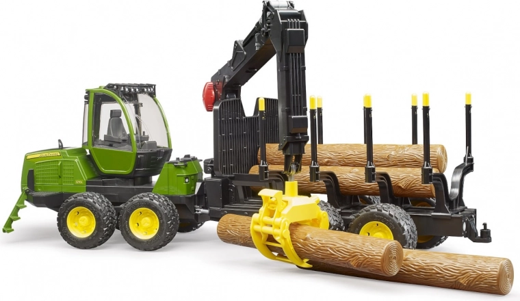 Bruder medienvežis John Deere 1210E su kranu 1:16