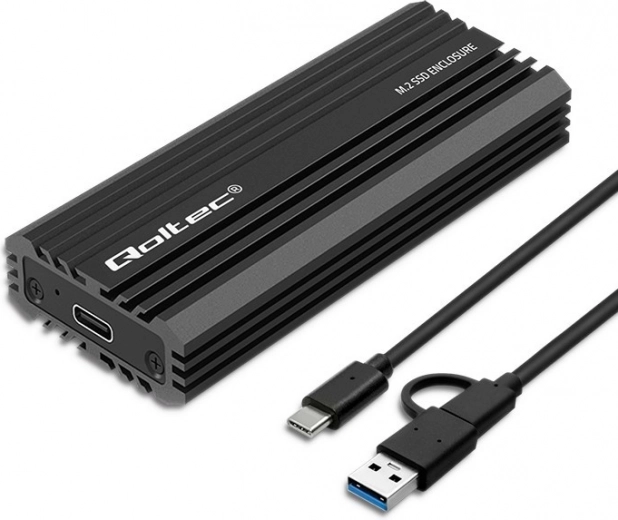 Qoltec Case for M.2 SSD NVMe and SATA with USB-C Connection, 2TB Capacity