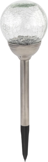 Saulės sodo šviestuvas-rutulys 12 cm, nerūdijantis plienas ir stiklas, 2 LED