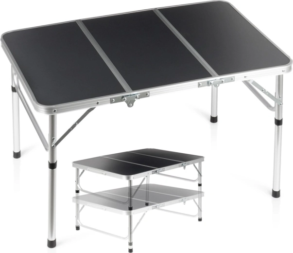 Folding Camping Table Vilde 2-in-1, Graphite, 90 × 60 cm