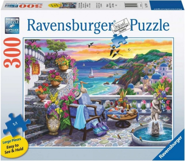 Dėlionė Ravensburger „Saulėlydis virš Santorinio“ – 300 detalių