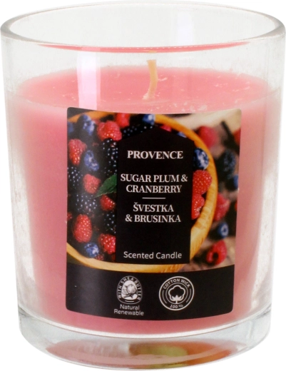 Scented candle in glass Provence plum and cranberry 20 h