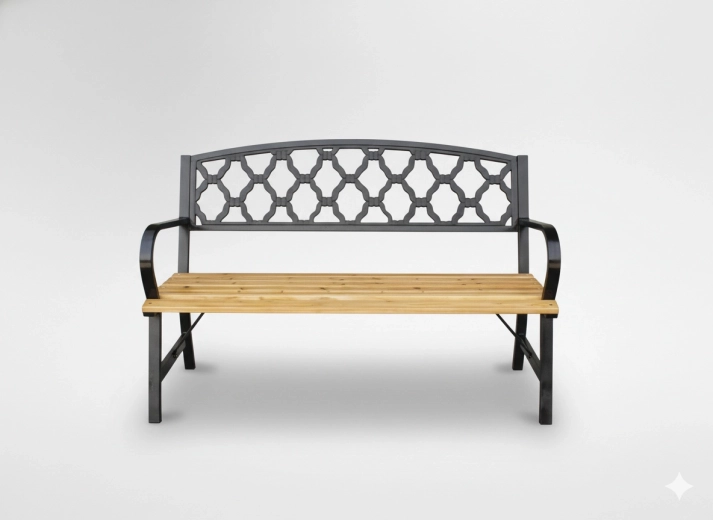 Garden bench 120 cm made of wood and steel