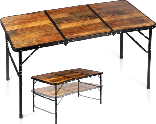 Foldable Camping Table Vilde 2-in-1 with Adjustable Height 120 × 60 cm