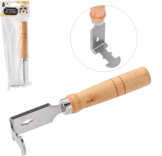Frame scraper with wooden handle for beekeepers