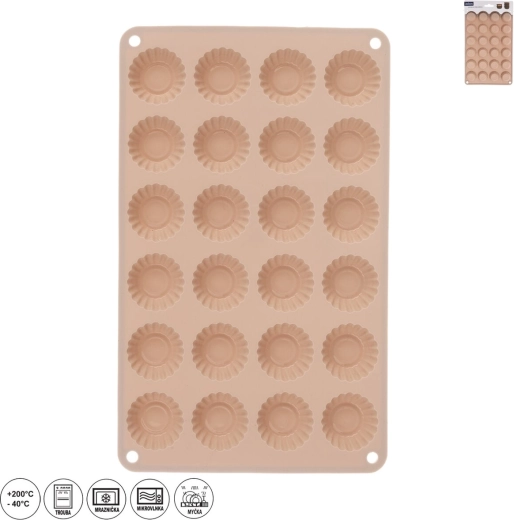 Silikoninė forma mini krepšeliams, 24 vnt., smėlinė