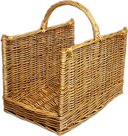 Square lacquered wicker fireplace basket 45 × 45 × 30 cm