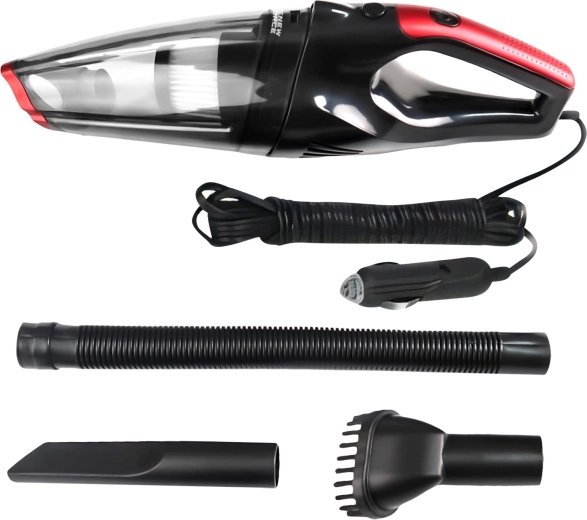 12 V power supply and long cable for convenient car cleaning