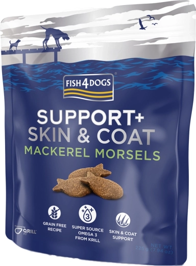 Fish4Dogs treats for dogs Support+ coat and skin mackerel 225 g