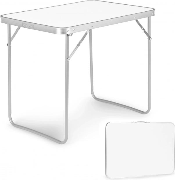 MultiGarden sulankstomas kempingo stalas 80 × 60 cm, baltas