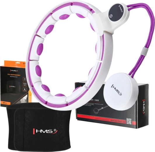 Massage hula hoop set with weighted ball and slimming belt white/purple