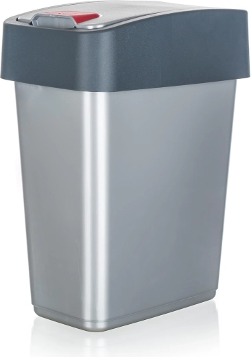 Atverčiamas šiukšlių kibiras 10 l – sidabrinis / pilkas plastikas