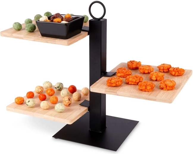 Bamboo three-tier stand with bowl 32 × 32 × 26.5 cm