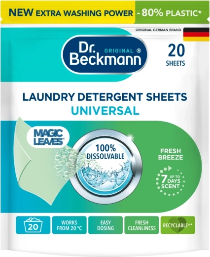 Skalbimo servetėlės DR. BECKMANN Magic Leaves Universal 20 vnt.