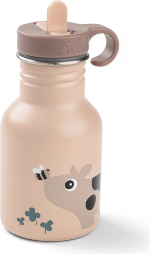Done by Deer nerūdijančio plieno vaikiškas buteliukas Tiny farm rožinis 350 ml