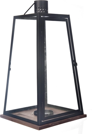 Decorative lantern made of wood and metal, black-beige, 60 cm