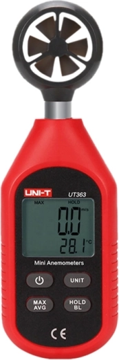 UNI‑T anemometer for measuring wind speed and temperature
