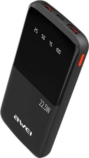 Išorinė baterija (powerbank) 10000mAh su greituoju įkrovimu 22,5W, 2xUSB + USB-C