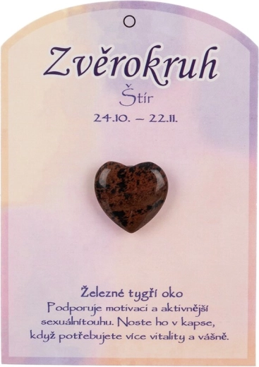 Širdies formos natūralus geležinis tigro akis akmuo – Skorpionas
