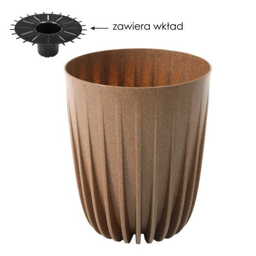 Mira Eco Wood Flower Pot 25 cm natural wood with drainage insert