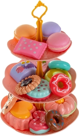 Three-tier stand and colorful pastries