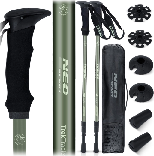 Trekkingo lazdos NEO SPORT NS-381 su amortizacija ir priedais