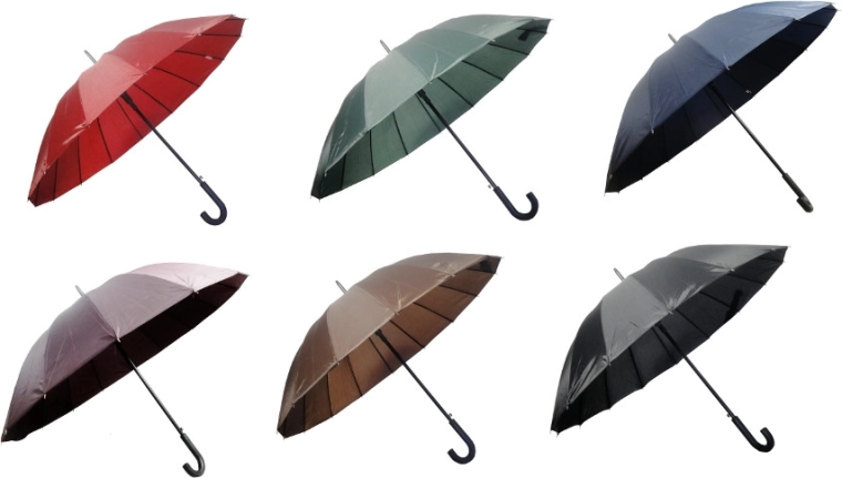 Automatic umbrella with double ribs
