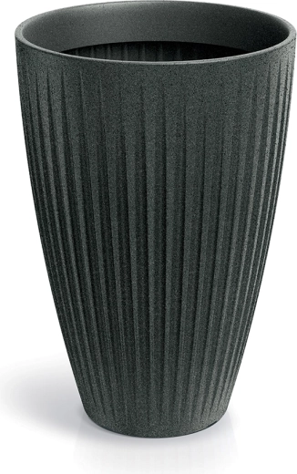 Latia Round High Planter 40 cm – Black Granite