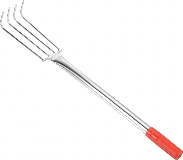 Metal garden hand rake / cultivator for loosening soil, 4 tines, 56 cm