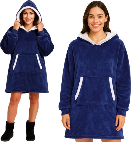 Ruhhy oversized antklodinė mikina su gobtuvu XXL, tamsiai mėlyna – 1 vnt.