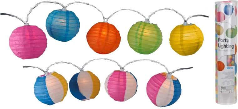 LED girlianda su žibintais 10 cm, 10 LED, spalvota