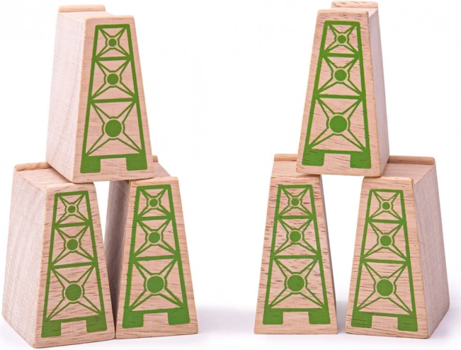 Wooden Bridge Piers for Train Set 6 pcs BIGJIGS RAIL