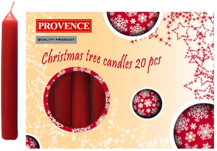 Christmas candles Provence 10 cm, red, 20 pcs