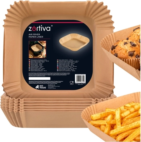 Zortiva popieriniai įdėklai karšto oro gruzdintuvei 23 × 23 cm – 100 vnt.