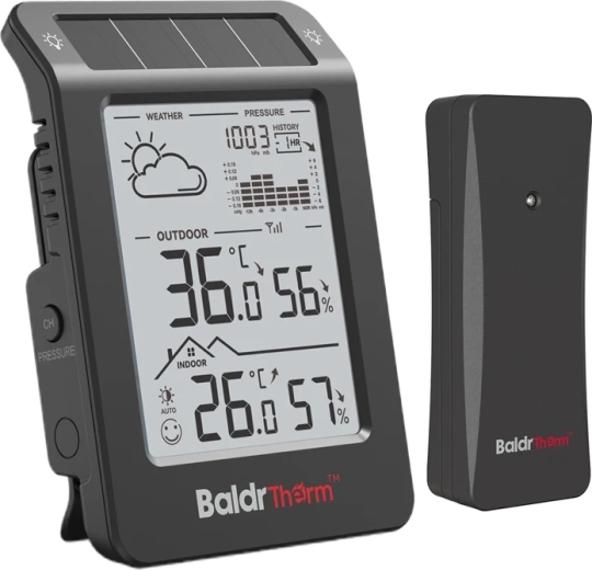 Baldrtherm saulės meteorologinė stotis juoda