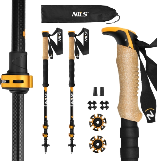 Trekų lazdos NILS TK8605 iš 7075 aliuminio su kamštine rankena