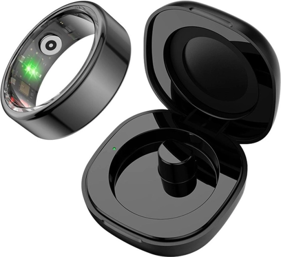 COLMI R02 išmanusis žiedas juodas (dydis 12, 21,3 mm) su įkrovimo dėklu