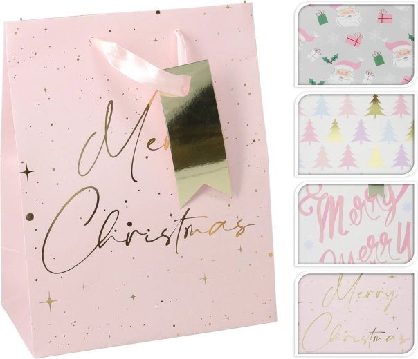 Gift Bag Christmas Pink M 23 × 18 × 10 cm, mix of designs