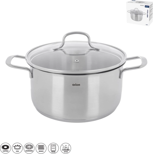 Stainless Steel Saucepan ANETT Glass 6.4 L with Glass Lid