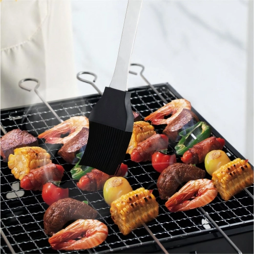 Marinade brush and long handles for safe reach