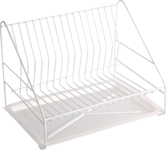 Smart Dish Drying Rack 35 cm with Drip Tray, White