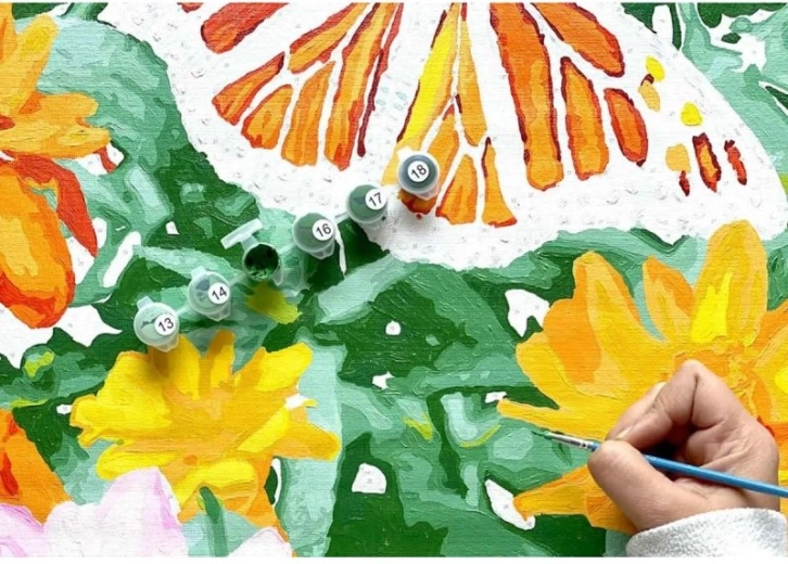 Acrylic paints with numerical labeling
