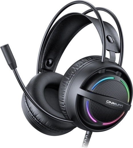 Žaidimų ausinės Onikuma X88 su RGB apšvietimu ir mikrofonu